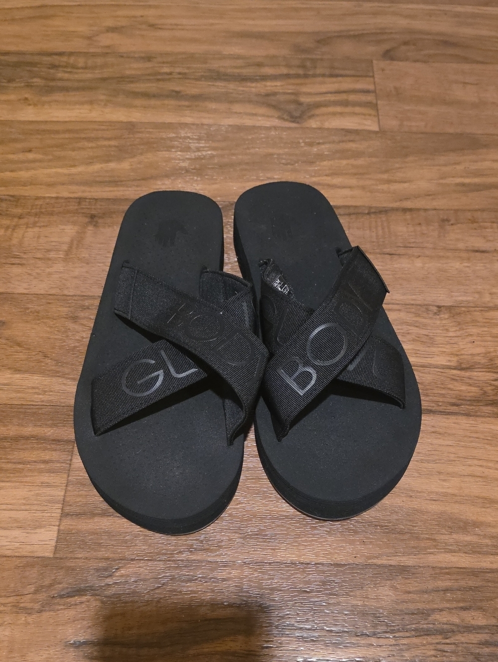 Black Cross-Strap Sandals with Subtle Logo